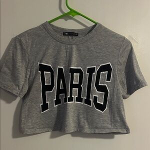 zara “paris” cropped tshirt